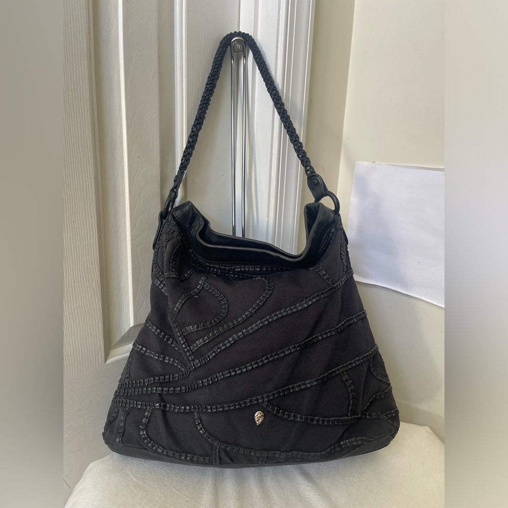 Helen Kaminski Black Braided-Trim Hobo Shoulder Bag